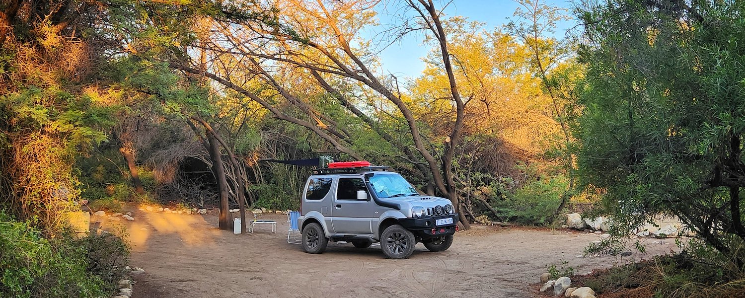 Setting up the campsite with the Jimny
