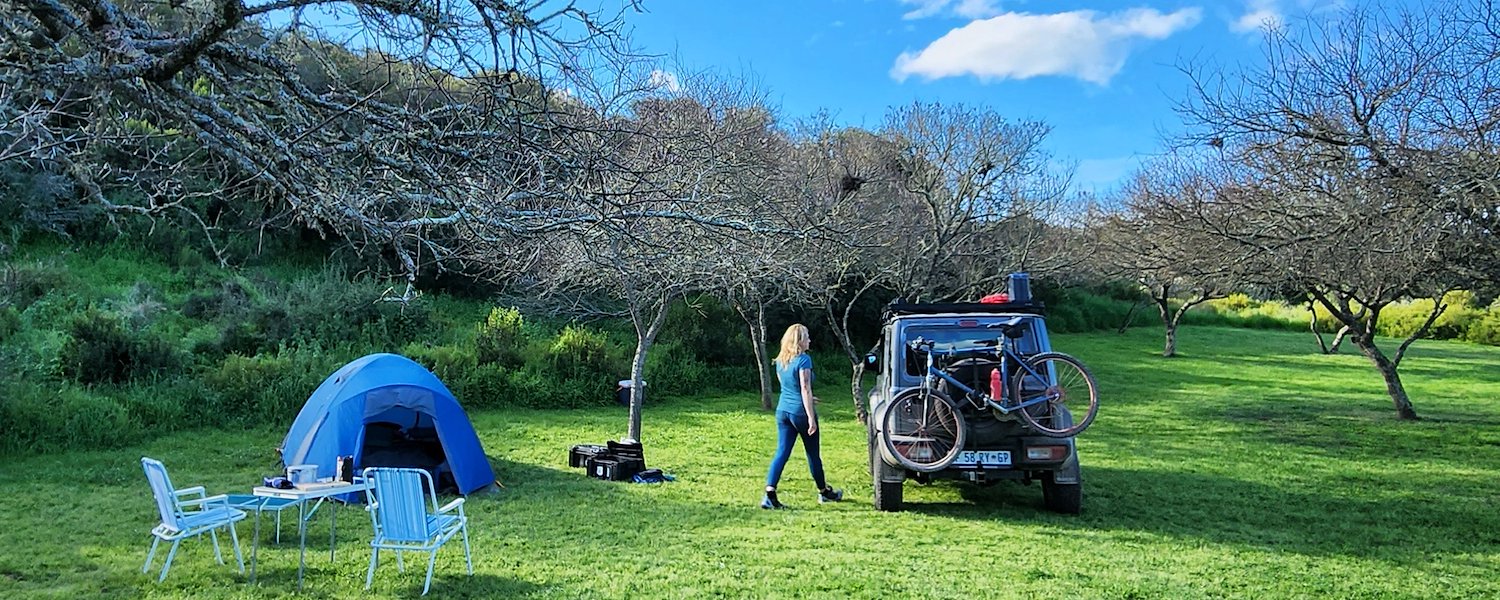 Camping with a Jimny on lush green lawn